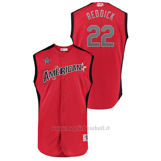 Maglia Baseball Hombre Houston Houston Astros 2019 All Star Game Workout American League Josh Reddick Rosso